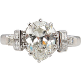 1.75Ct Pear Cut Diamond Solitaire Vintage Engagement Ring 14K White Gold Finish