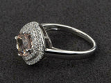 2.3ct Engagement Ring Round Cut Peach Morganite Dual Halo 14k White Gold Finish