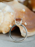 2.5ct Radiant Cut Simulated Peach Morganite Solitaire Ring 14k White Gold Plated