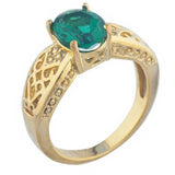 2.3ct Engagement Ring Oval Cut Green Emerald Filigree 14k Yellow Gold Finish