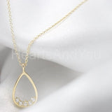 1ct Round Cut Moissanite Teardrop Pendant with Chain 14k Yellow Gold Plated
