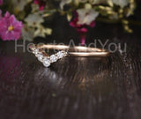 0.5ct Round Cut Moissanite Chevron Minimalist Wedding Band 14k YellowGold Plated
