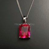 1ct Radiant Simulated Pink Ruby Solitaire Pendant 14k White Gold Plated NO CHAIN