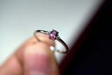 0.3ct Engagement Ring Oval Cut Pink Ruby Trilogy Minimalist 14k White Gold Over