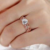 2Ct Round Cut Diamond Filigree Vintage Accent Solitaire Ring 14K Rose Gold Over