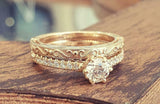 2.5ct Round Cut Diamond Vintage Filigree Bridal Set Ring 14k Yellow Gold Finish