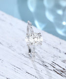 0.5ct Oval Cut Simulated Diamond Minimalist Engagement Ring 14k WhiteGold Plated