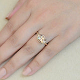 1ct Oval Cut Peach Morganite Bezel Set Solitaire Ring 14k Yellow Gold Finish