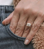 1ct Emerald Cut Simulated Diamond Solitaire Wedding Ring 14k Yellow Gold Plated