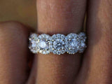 5Ct Round Cut VVS1 Diamond Halo Five Stone Engagement Ring 14K White Gold Finish