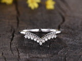 0.2ct Round Cut Moissanite Crown Tiara Women Wedding Band 14k White Gold Plated