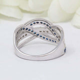 2.3ct Round Blue Sapphire Engagement Ring Twist Infinity Knot 14k WhiteGold Over