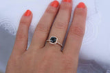 1.4ct Engagement Ring Cushion Blue Sapphire Round Accent Halo 14k Rose Gold Over