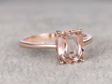 1ct Radiant Cut Champagne Morganite Solitaire Engagement 14k Rose Gold Finish
