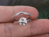 2ct Round Cut Diamond Wedding Bridal Set Engagement Ring 14k White Gold Finish