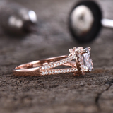 2ct Cushion Cut Diamond Engagement Ring Halo Split Shank 14k Rose Gold Finish