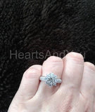 2.3ct Round Cut Moissanite Cluster Floral Engagement Ring 14K White Gold Plated