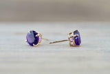 0.5ct Round Cut Purple Amethyst Solitaire Stud Earrings 14k Rose Gold Finish