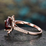 2Ct Cushion Cut Red Garnet Vintage Solitaire Engagement Ring 14K Rose Gold Over
