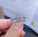 2.4ct Engagement Ring Round Cut Diamond Split Shank Design 14k White Gold Finish
