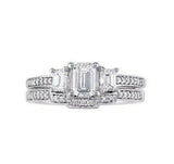 5.5ct Emerald Cut Diamond Bridal Set Wed Band Solitaire Ring 14K White Gold Over