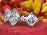 2.5ct Asscher Simulated Diamond Three Stone Engagement Ring 14k WhiteGold Plated