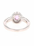 2ct Oval Cut Pink Sapphire Engagement Ring Round Accent Halo 14k White Gold Over
