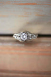 1ct Round Cut Diamond Engagement Ring Leaf Vine Solitaire 14k White Gold Finish