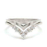 0.2ct Round Cut Diamond V Shaped Petite Curved Wedding Bands 14k White Gold Over