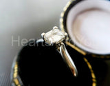 2.2ct Emerald Simulated Diamond Solitaire Engagement Ring 14k White Gold Plated