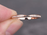 0.4ct Round Cut Moissanite Twist Half Eternity Wedding Band 14k Rose Gold Plated