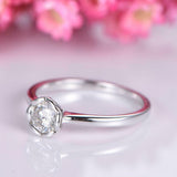 1ct Round Cut Diamond Engagement Ring Bezel Set Solitaire 18k White Gold Over