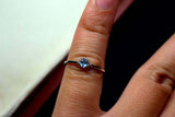 0.3ct Engagement Ring Oval Cut Blue Topaz Trilogy Minimalist 14k White Gold Over