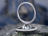 1.5Ct Round Cut Blue Aquamarine Bridal Set Engagement Ring 18K White Gold Finish