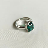 2ct Engagement Ring Cut Green Emerald Solitaire Women 14k White Gold Finish