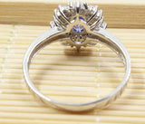 2.3ct Engagement Ring Oval Cut Tanzanite Diamond Ballerina 14k White Gold Finish