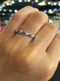 0.3ct Round Cut Blue Sapphire Wedding Band 14k White Gold Finish Half Eternity