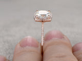 1.5ct Cushion Cut Diamond Halo Solitaire Engagement Ring 14k Rose Gold Finish