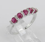 3ct Round Cut Pink Ruby 5 Stone Eternity Engagement Ring 14k White Gold Finish