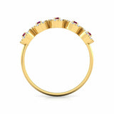 2ct Wedding Ring Band Round Cut Pink Ruby Halo Half Eternity 14k YellowGold Over