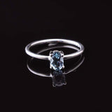 0.5ct Engagement Ring Oval Cut Blue Aquamarine Solitaire 14k White Gold Finish