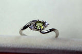 0.56ct Engagement Ring Round Cut Green Peridot Swirl Trilogy 14k White Gold Over