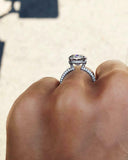 1.7ct Oval Cut Diamond Accents Hidden Halo Engagement Ring 14k White Gold Finish