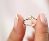 0.1ct Engagement Ring Round Cut Diamond Minimalist Circular 14k Yellow Gold Over