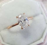 1.5ct Oval Cut Classical Diamond Solitaire Engagement Ring 14k Rose Gold Finish