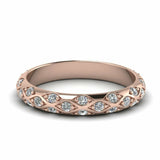 1ct Round Cut Diamond Fancy Pave Set Wedding Ring Band 14k Rose Gold Finish