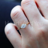 0.5ct Round Cut Moissanite Minimal Trilogy Engagement Ring 14k White Gold Plated