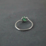 1.2ct Engagement Ring Oval Cut Green Emerald Swirl Trilogy 14k White Gold Finish