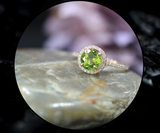 2ct Round Cut Green Peridot Engagement Ring 14k YellowGold Finish Halo Solitaire