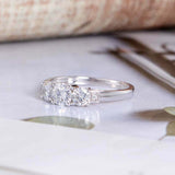 1.5ct Round Cut Diamond Engagement Ring Trilogy Solitaire 18k White Gold Finish